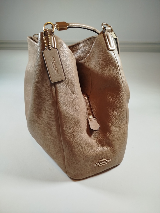 Coach Handbags - COACH Pebble Leather Hobo Bag in Taupe